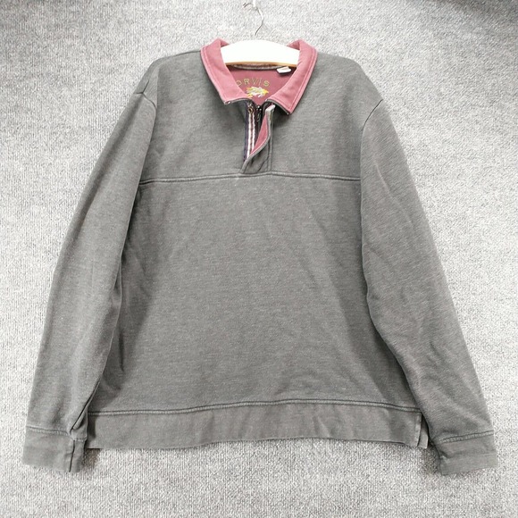 Orvis Men's Sweatshirt Gray 2XL 1/4 Zip Pullover Long Sleeve Comfort Collared - Picture 2 of 14